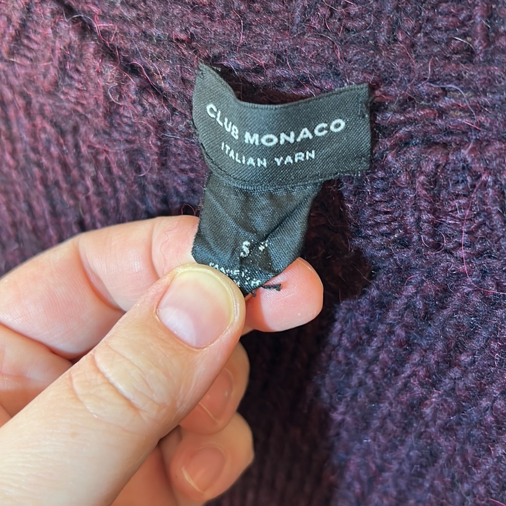 Sold - Size small club, Monaco wool and alpaca blend maroon knit sweater - Picture 2 of 5